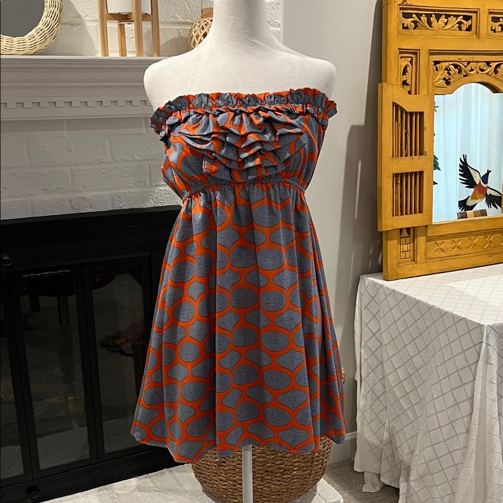 Judith March Gray and Orange Mini Dress
